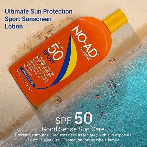 NO-AD Sport Sunscreen Lotion SPF 50 16 oz | Water-Resistant, Fragrance-Free, Family Size thumbnail 2