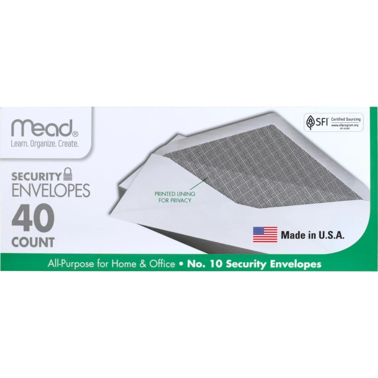 Mead #10 Envelopes Letter Size 4-1/8" x 9-1/2" | Privacy Security Lining - main product image