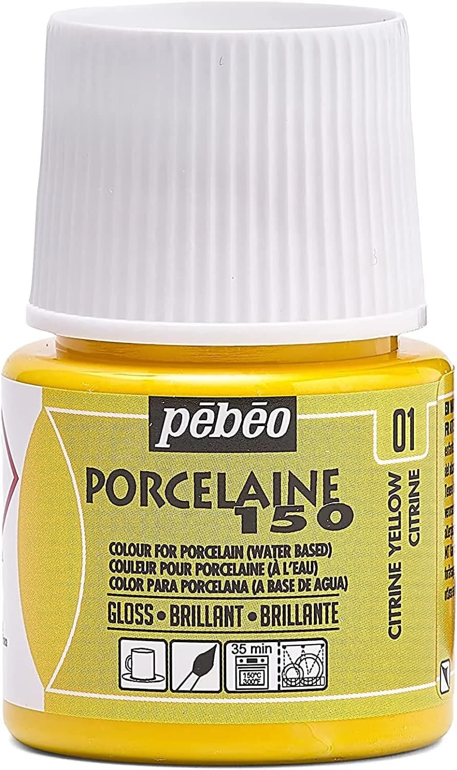 Pebeo Porcelaine 150 China Paint 45ml (1.5 Fl Oz) Citrine Yellow | Bake for Permanent, Dishwasher-Safe Finish - main product image