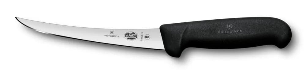 Victorinox 6 Inch Curved Fibrox Pro Boning Knife with Semi-stiff Blade | Swiss Made, Dishwasher Safe — Black