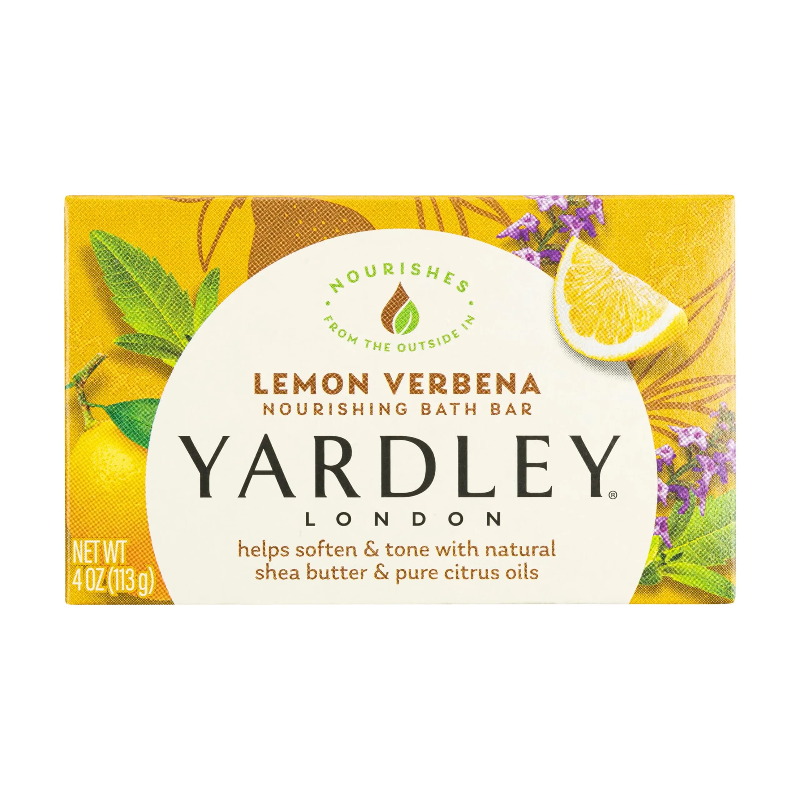 Yardley Lemon Verbena Moisturizing Bath Bar 4.25oz | Natural Shea & Citrus Oils for Soft, Invigorated Skin — 4 Ounce