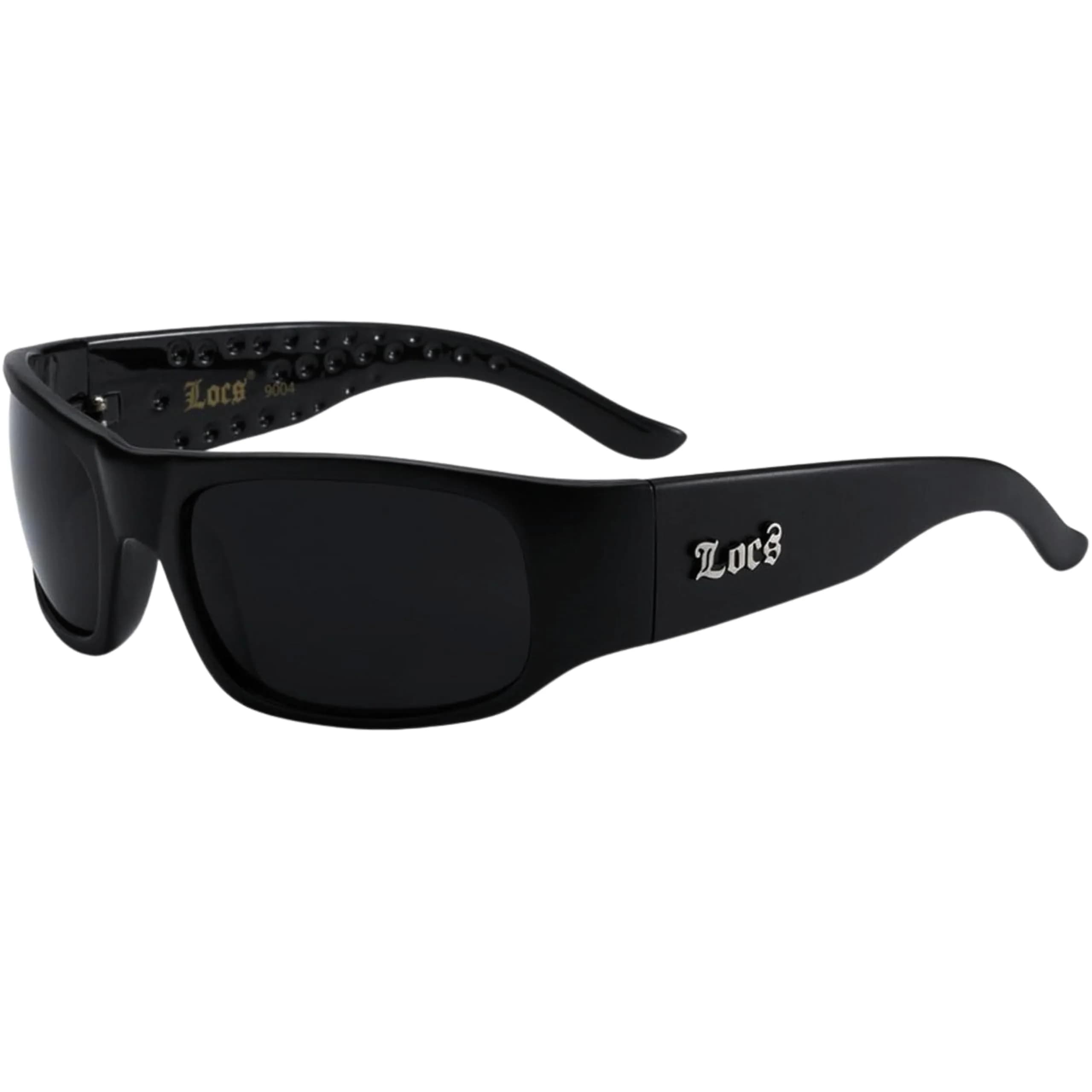LOCS Dark Sunglasses 6018 Square Retro Style with UV400 Protection | Black Plastic Frame — Black
