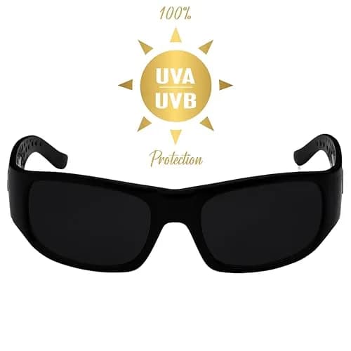 LOCS Dark Sunglasses 6018 Square Retro Style with UV400 Protection | Black Plastic Frame thumbnail 4