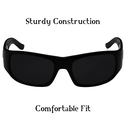 LOCS Dark Sunglasses 6018 Square Retro Style with UV400 Protection | Black Plastic Frame thumbnail 6