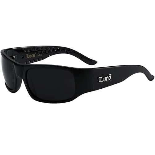 LOCS Dark Sunglasses 6018 Square Retro Style with UV400 Protection | Black Plastic Frame thumbnail 1