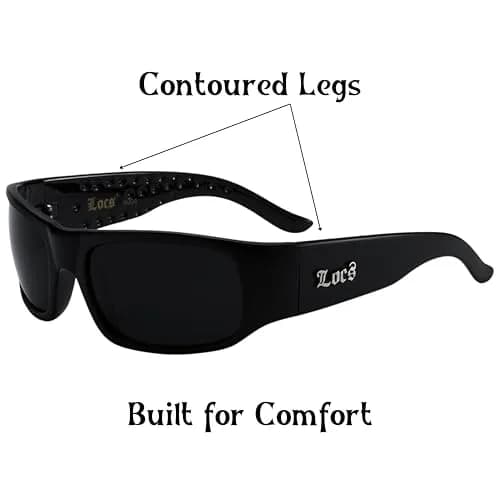LOCS Dark Sunglasses 6018 Square Retro Style with UV400 Protection | Black Plastic Frame thumbnail 8