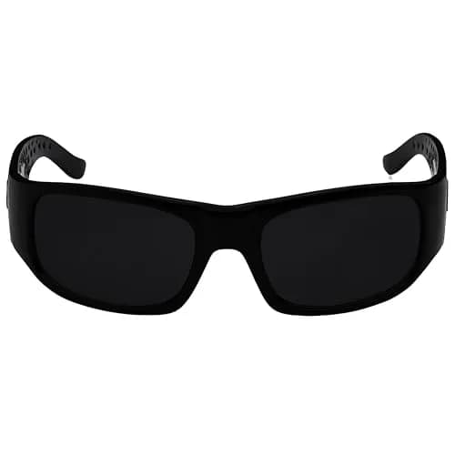 LOCS Dark Sunglasses 6018 Square Retro Style with UV400 Protection | Black Plastic Frame thumbnail 2