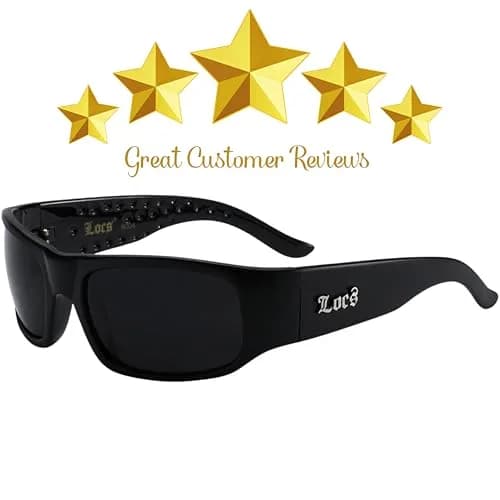 LOCS Dark Sunglasses 6018 Square Retro Style with UV400 Protection | Black Plastic Frame thumbnail 3