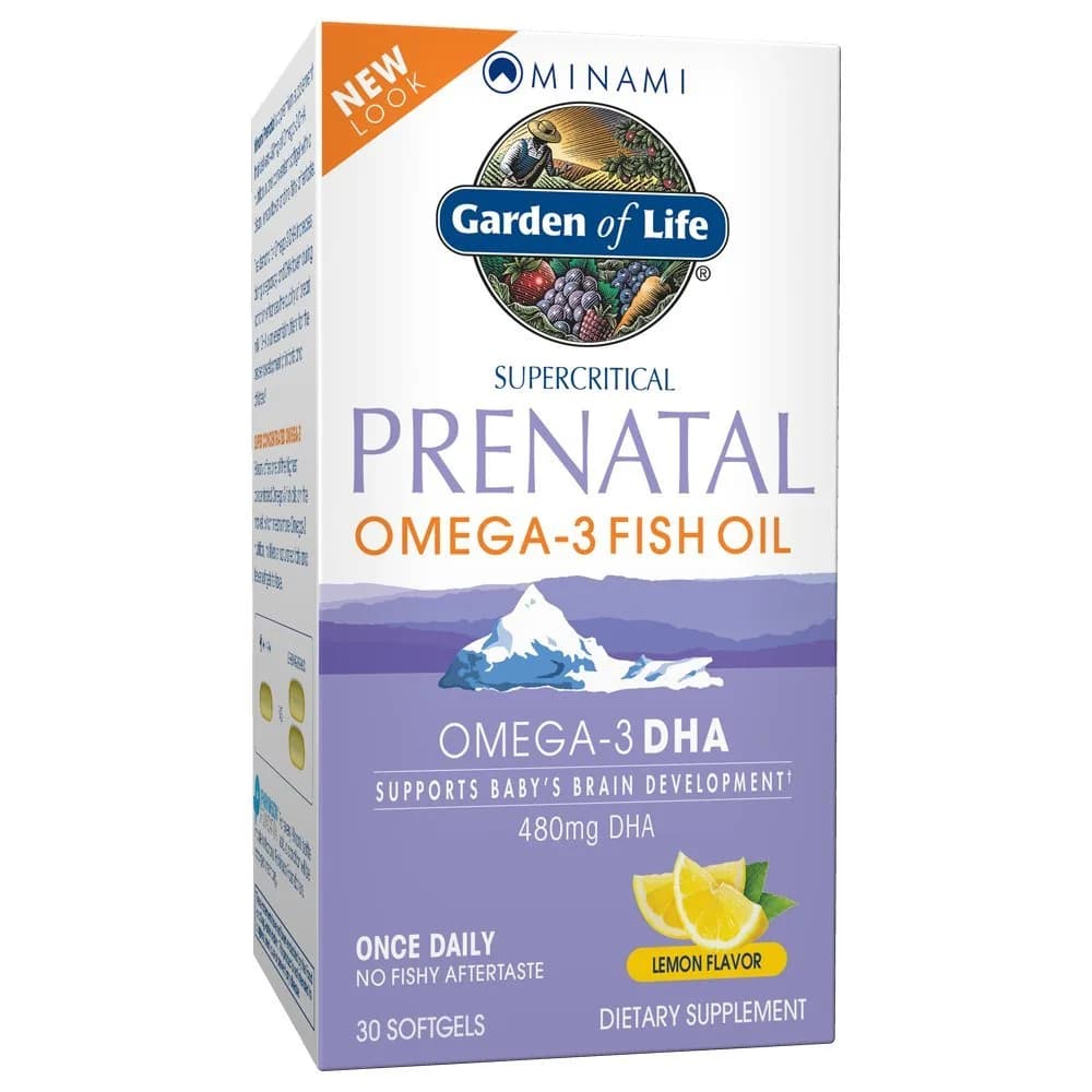 Garden of Life Minami Prenatal DHA Omega-3 Fish Oil 640mg DHA & 104mg EPA Lemon Flavored 30ct | Supports Baby's Brain Development & Maternal Health — Softgel