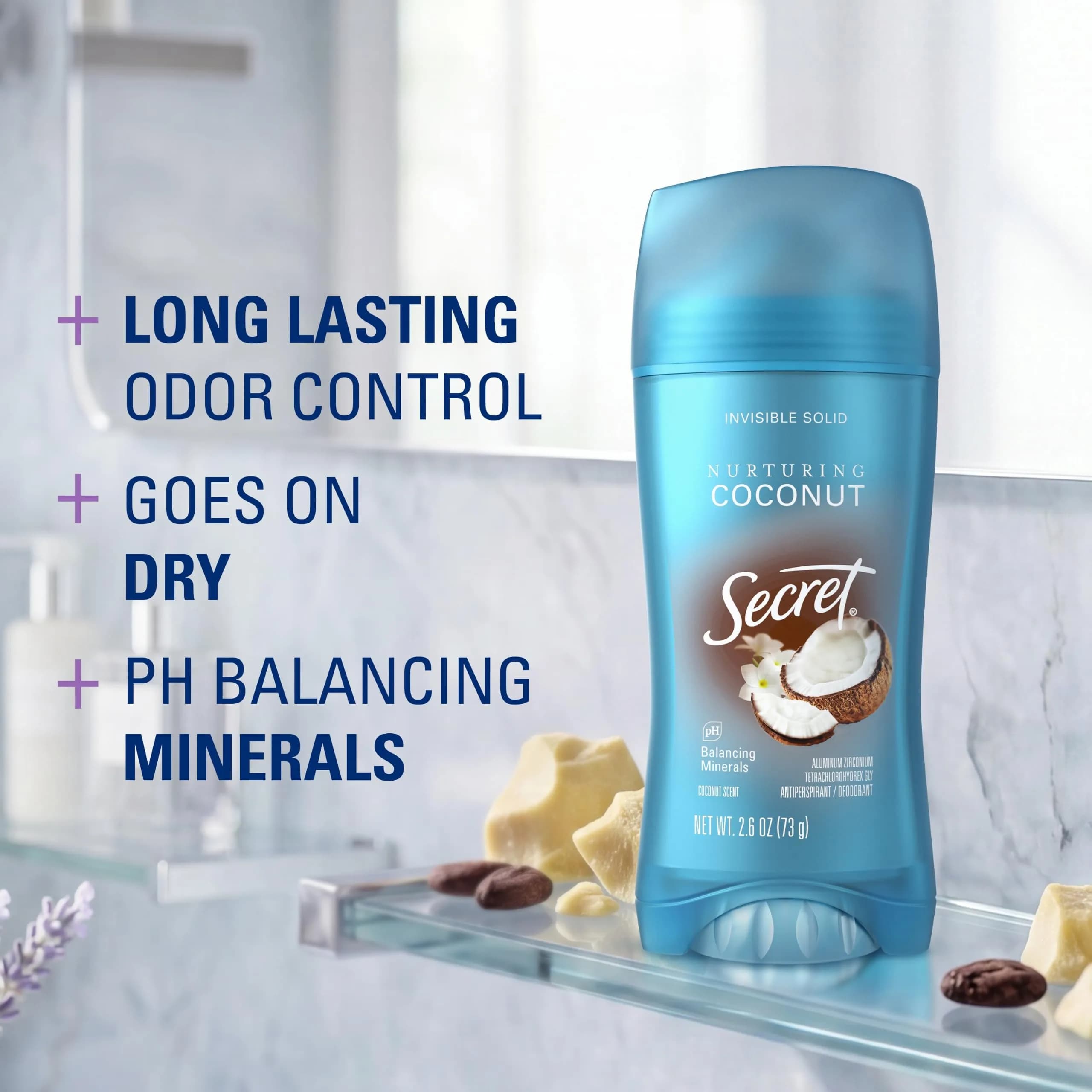 Secret Fresh Antiperspirant Deodorant for Women, Soapy Bubble Bath Scent, 72hr Protection, 77g (2.6 oz) - view 2