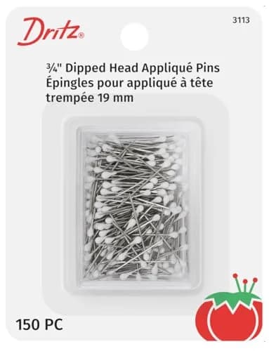 Dritz Dipped Head Applique Pins 3/4-Inch (19 mm) | 150-Count White Pins for Quilting & Crafts thumbnail 1