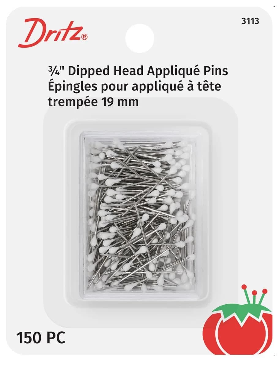 Dritz Dipped Head Applique Pins 3/4-Inch (19 mm) | 150-Count White Pins for Quilting & Crafts - main product image