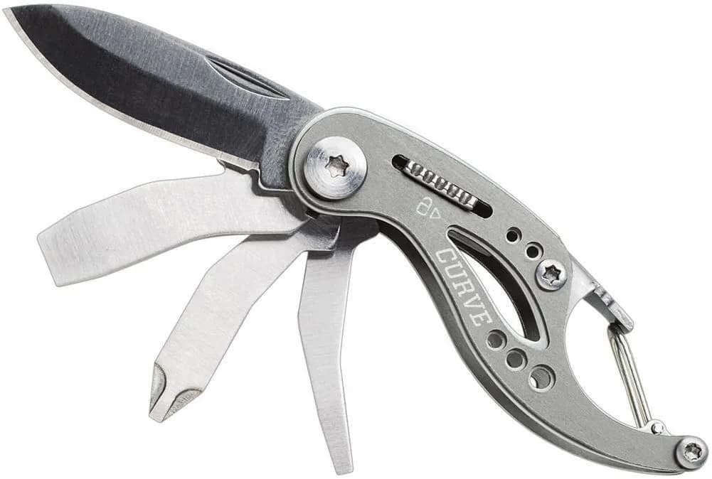 Gerber Curve 6-in-1 Keychain Multitool with Screwdriver & Bottle Opener | 5.1 cm (2 in) Blade — Gray