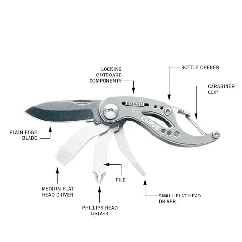 Gerber Curve 6-in-1 Keychain Multitool with Screwdriver & Bottle Opener | 5.1 cm (2 in) Blade thumbnail 2