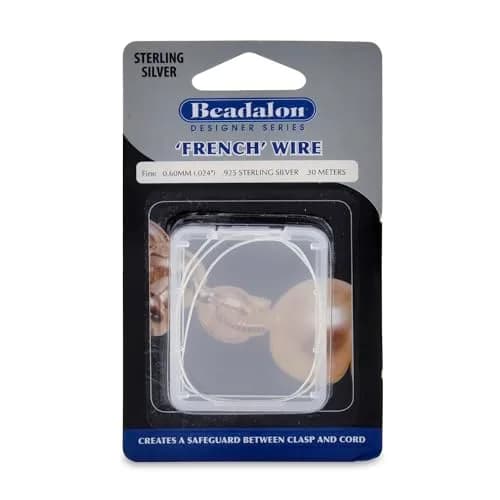 Beadalon French Beading Craft Wire - 0.60 mm / .024 in, 12 in, .925 Silver | Durable Jewelry Wire for Fine Crafting thumbnail 1
