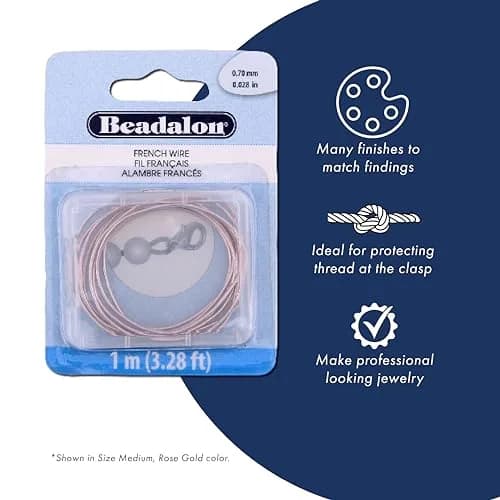 Beadalon French Beading Craft Wire 0.80 mm | Gold, 1 m | Protective & Aesthetic Jewelry Component thumbnail 2