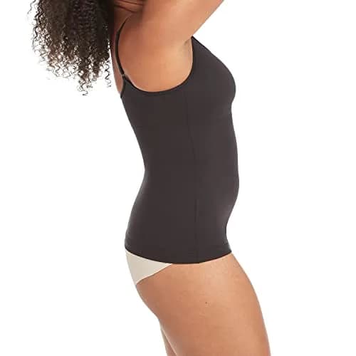 Maidenform Long Length Cami Firm Control Microfiber Shapewear for Women, Black, Large US | Smoothing Tank Top thumbnail 3