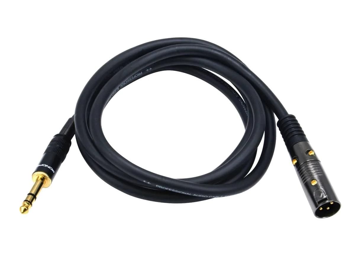 Monoprice Premier Series XLR Male to 1/4-Inch TRS Male Cable - Gold Plated, 1.83m (6 Feet), Black | High Fidelity Balanced Audio