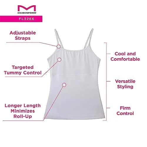 Maidenform Long Length Camisole Fl3266 | Shaping & Smoothing for Women, White, X-Large US thumbnail 5