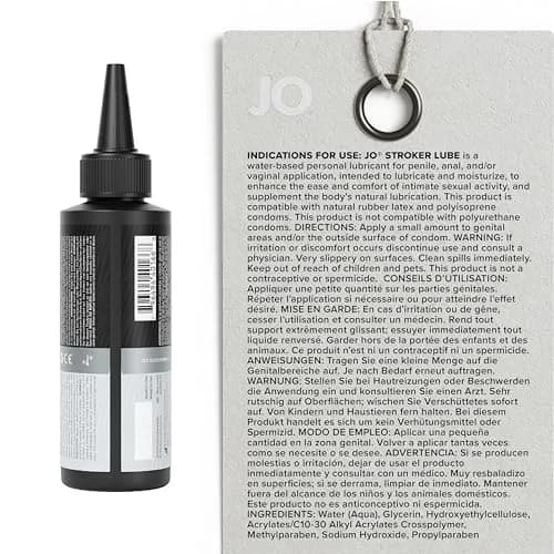 JO Water Based Stroker Lube 120ml (4 fl oz) | Thick Cushioned Glide for Male Toys thumbnail 2