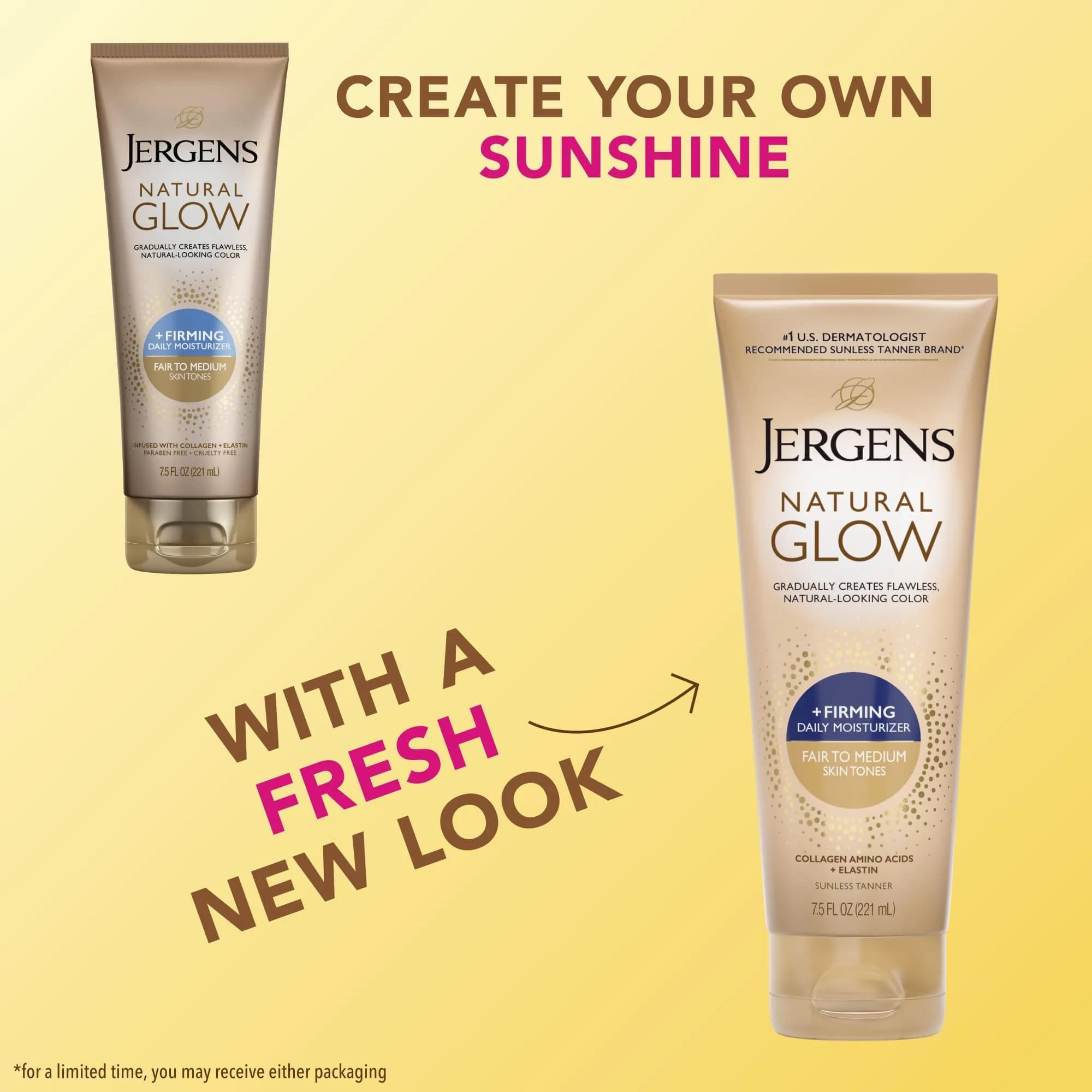 Jergens Natural Glow +Firming Body Lotion Fair to Medium Skin Tone 220ml (7.5 fl oz) | Gradual Sunless Tanning Moisturizer - view 2