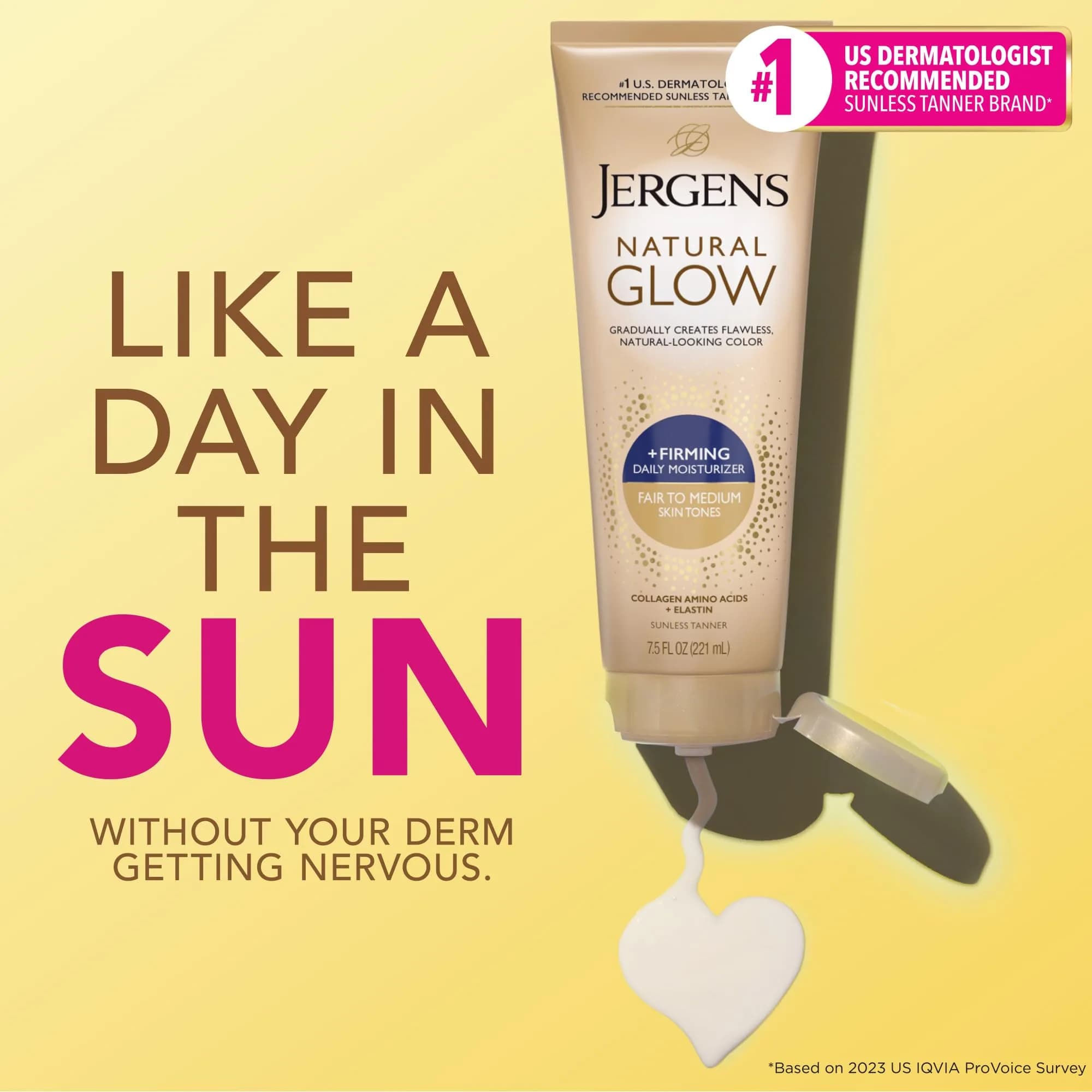 Jergens Natural Glow +Firming Body Lotion Fair to Medium Skin Tone 220ml (7.5 fl oz) | Gradual Sunless Tanning Moisturizer - view 3