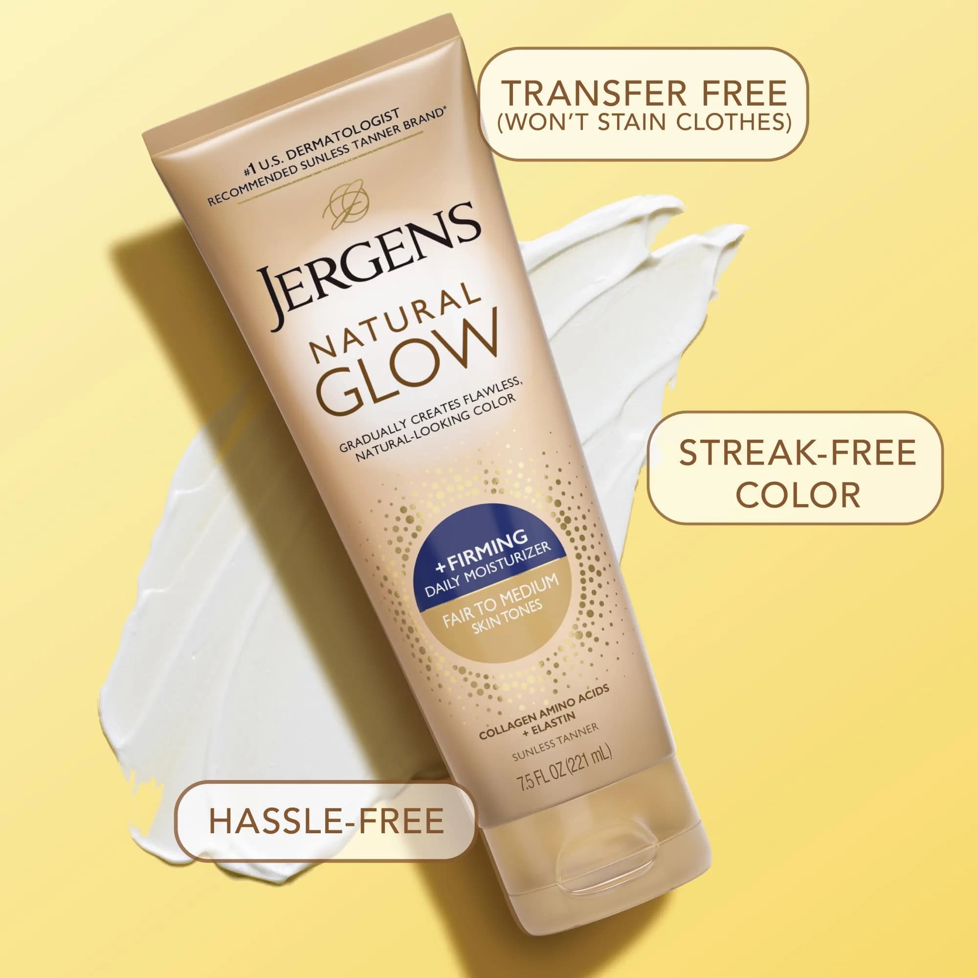 Jergens Natural Glow +Firming Body Lotion Fair to Medium Skin Tone 220ml (7.5 fl oz) | Gradual Sunless Tanning Moisturizer - view 7
