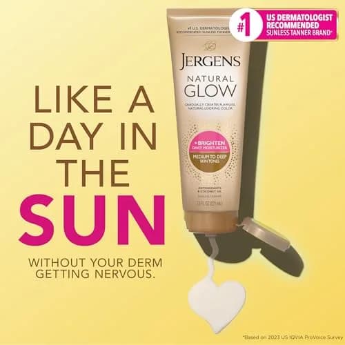 Jergens Natural Glow Self Tanner Body Lotion Medium to Deep Skin Tone 222ml (7.5 Fl Oz) | Gradual Color Build thumbnail 2