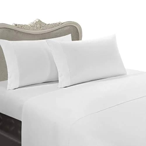 Egyptian Bedding Queen Sheet Set | 300 TC Percale Cotton, White Solid, Luxurious thumbnail 1