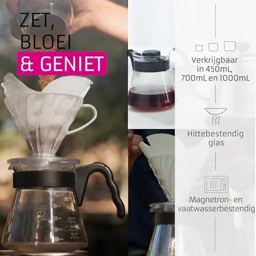 HARIO V60 Glass Coffee Server 1000ml | Heatproof Borosilicate, Japanese Design, 1-6 Cups thumbnail 3