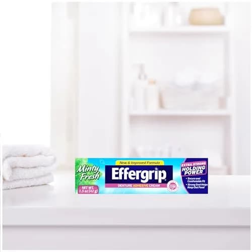 Effergrip Denture Adhesive Cream Minty Fresh 44.36 ml (1.5 Oz) | Zinc-Free Extra Strong Grip thumbnail 5