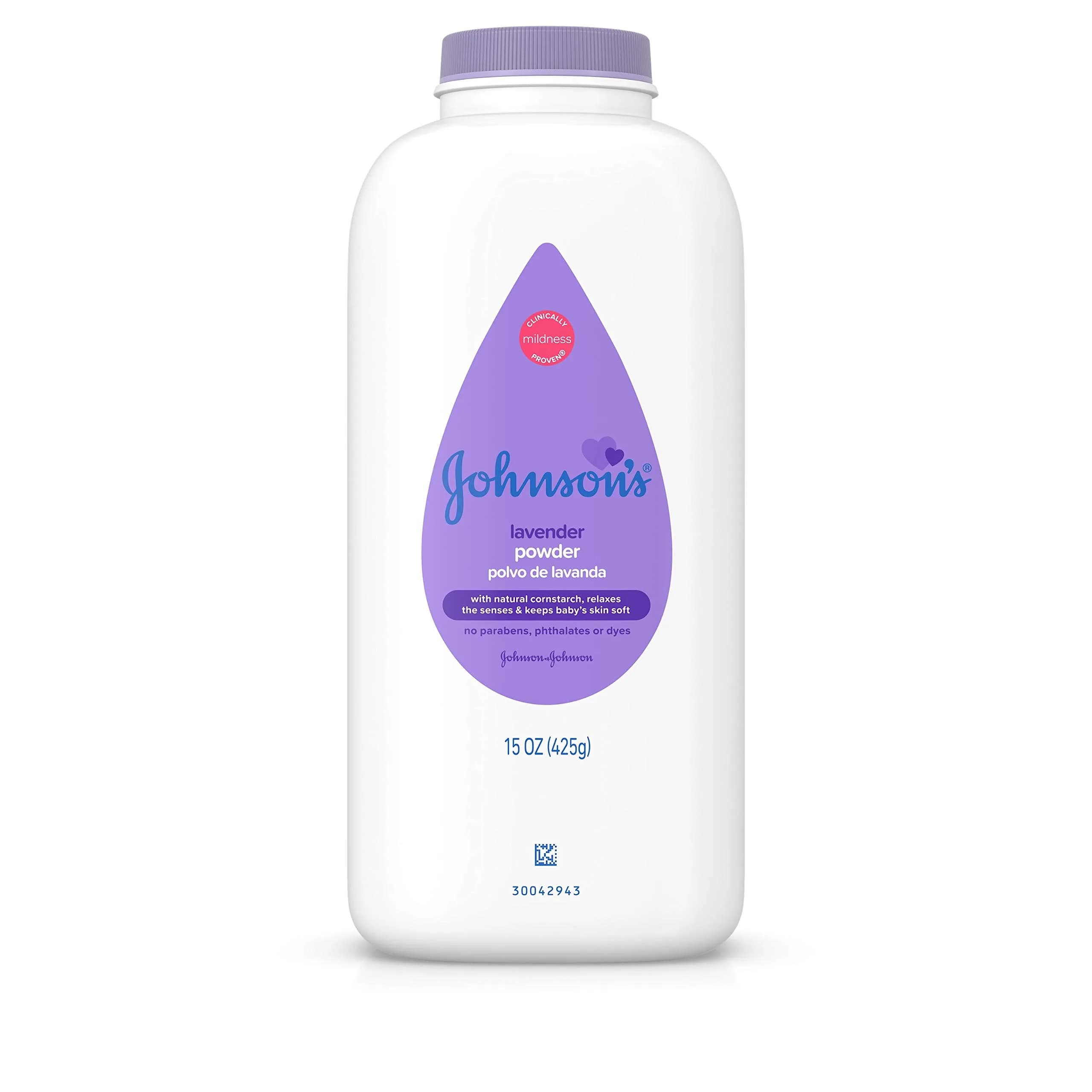 Johnson's Lavender Baby Powder with Naturally Derived Cornstarch 443ml (15 oz) | Hypoallergenic and Paraben Free - main product image