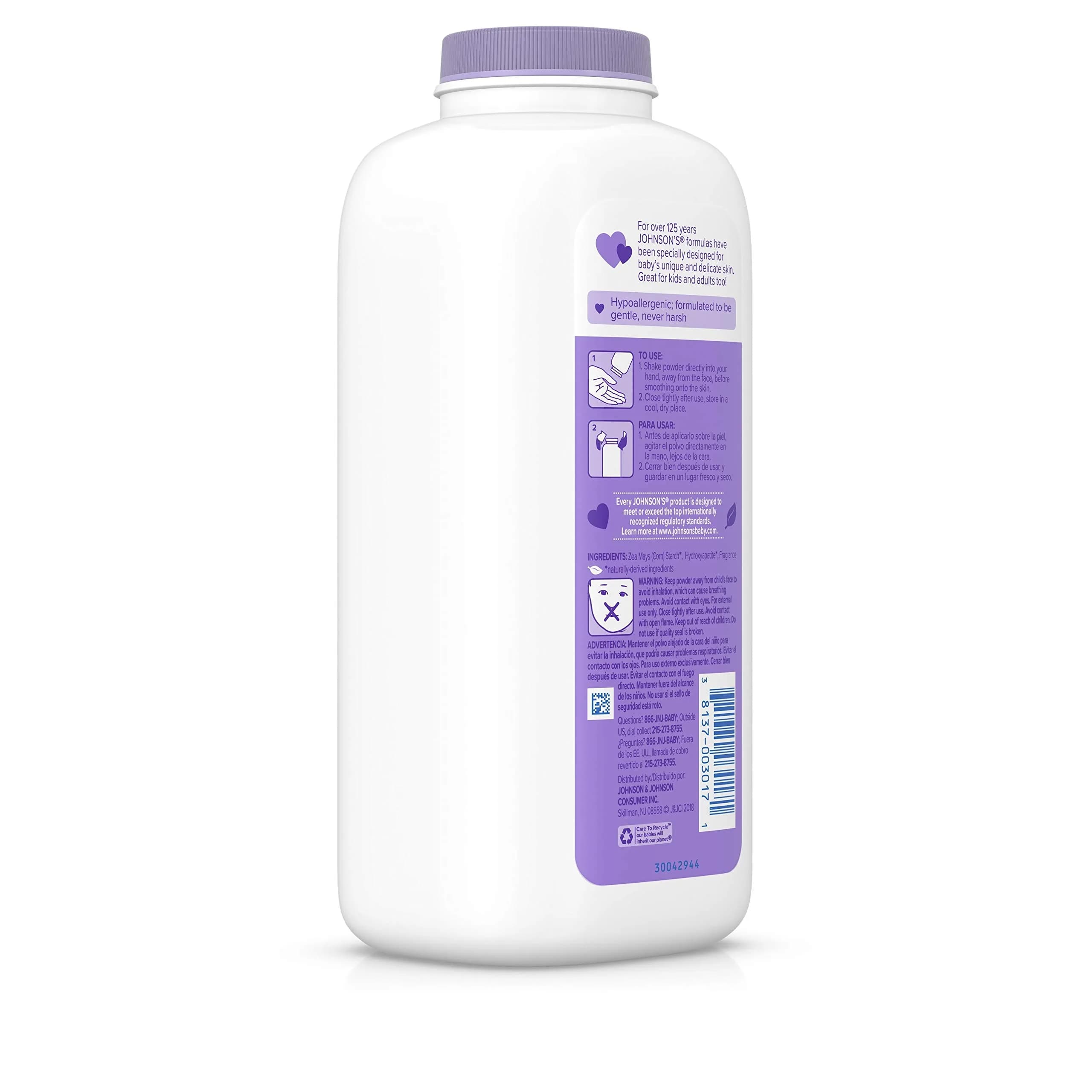 Johnson's Lavender Baby Powder with Naturally Derived Cornstarch 443ml (15 oz) | Hypoallergenic and Paraben Free - view 7
