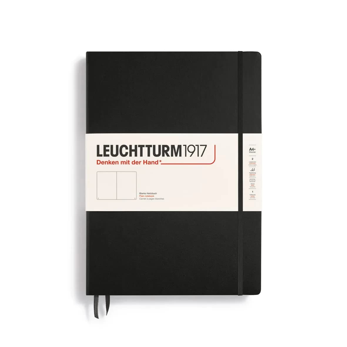 LEUCHTTURM1917 Notebook Hardcover Master Classic A4+ | 235 Pages, Numbered, Flat Opening, Black — Black