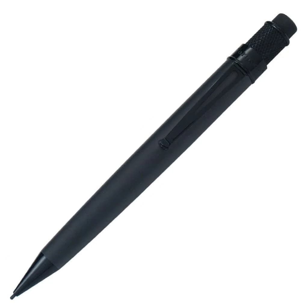Retro 51 Tornado Stealth 1.15mm Mechanical Pencil | Black Matte Aluminum Barrel, Knurled Grip - main product image