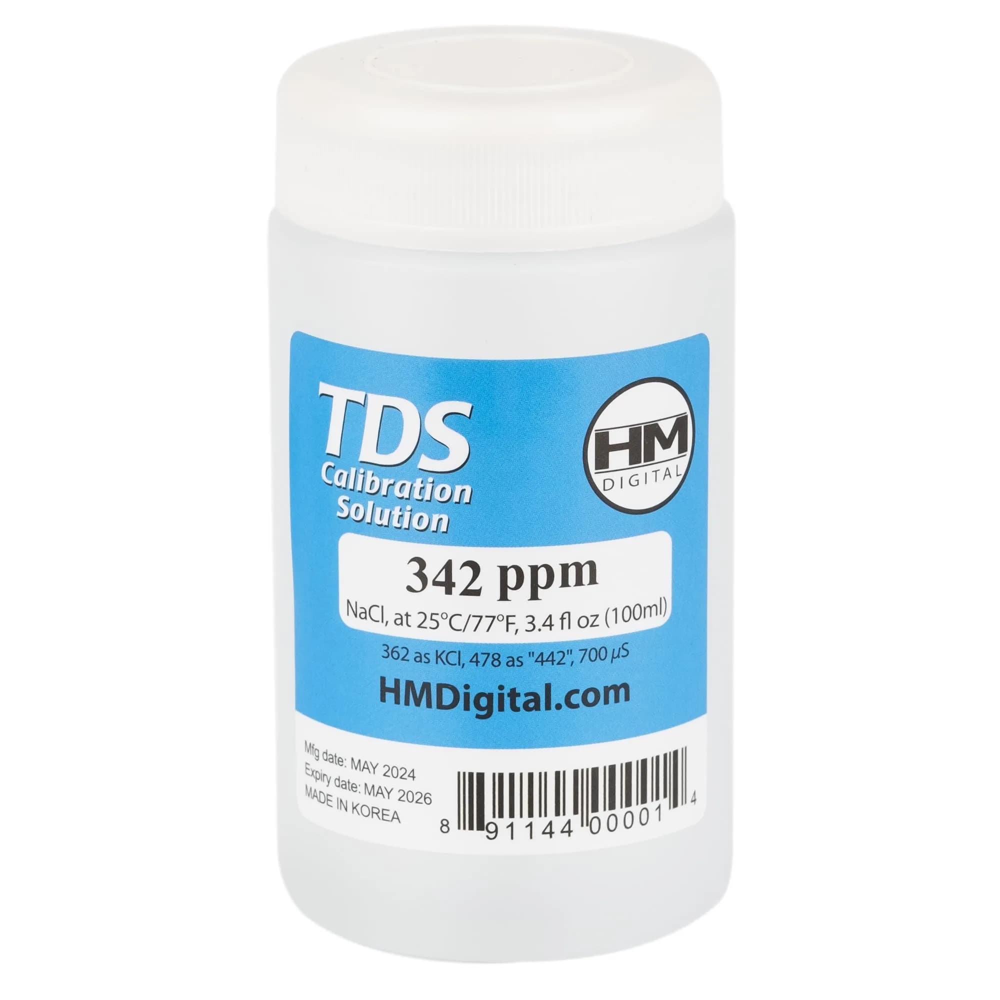 HM Digital C342 TDS and EC Calibration Solution 90ml (3 fl oz) | Lab-Grade NaCl Solution for Accurate Meter Calibration - main product image