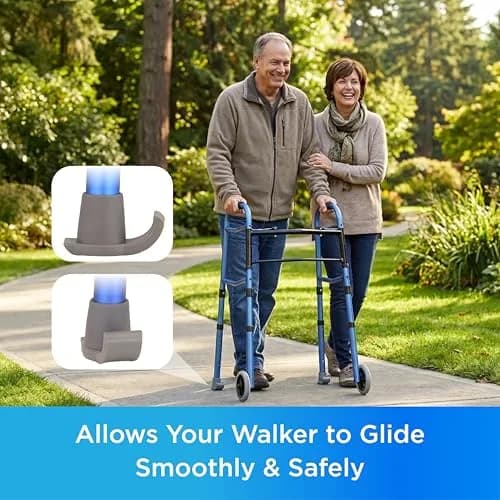 nova Walker Skis Glides for Folding Walkers, Universal Mobility Aid with 1-inch Tubing Fit, Gray (2 Skis) thumbnail 3