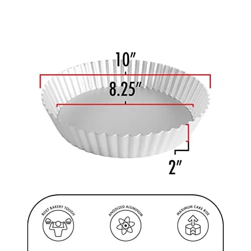 Fat Daddio's PFT-102 Round Fluted Tart Pan 10 x 2 Inch | Anodized Aluminum, 76.2 fl oz Capacity thumbnail 3