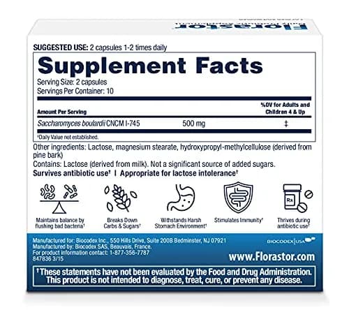 Florastor Probiotic Capsules 20 Count | Digestive & Immune Health Support thumbnail 2