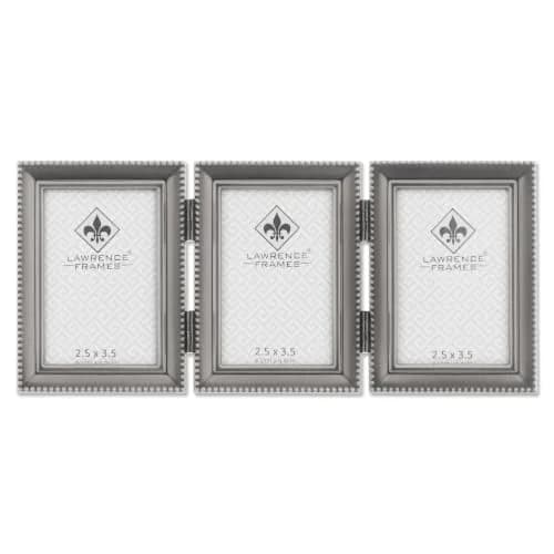Lawrence Frames Bead Border Design 2.5x3.5 Triple Pewter Wall & Tabletop Frame thumbnail 1