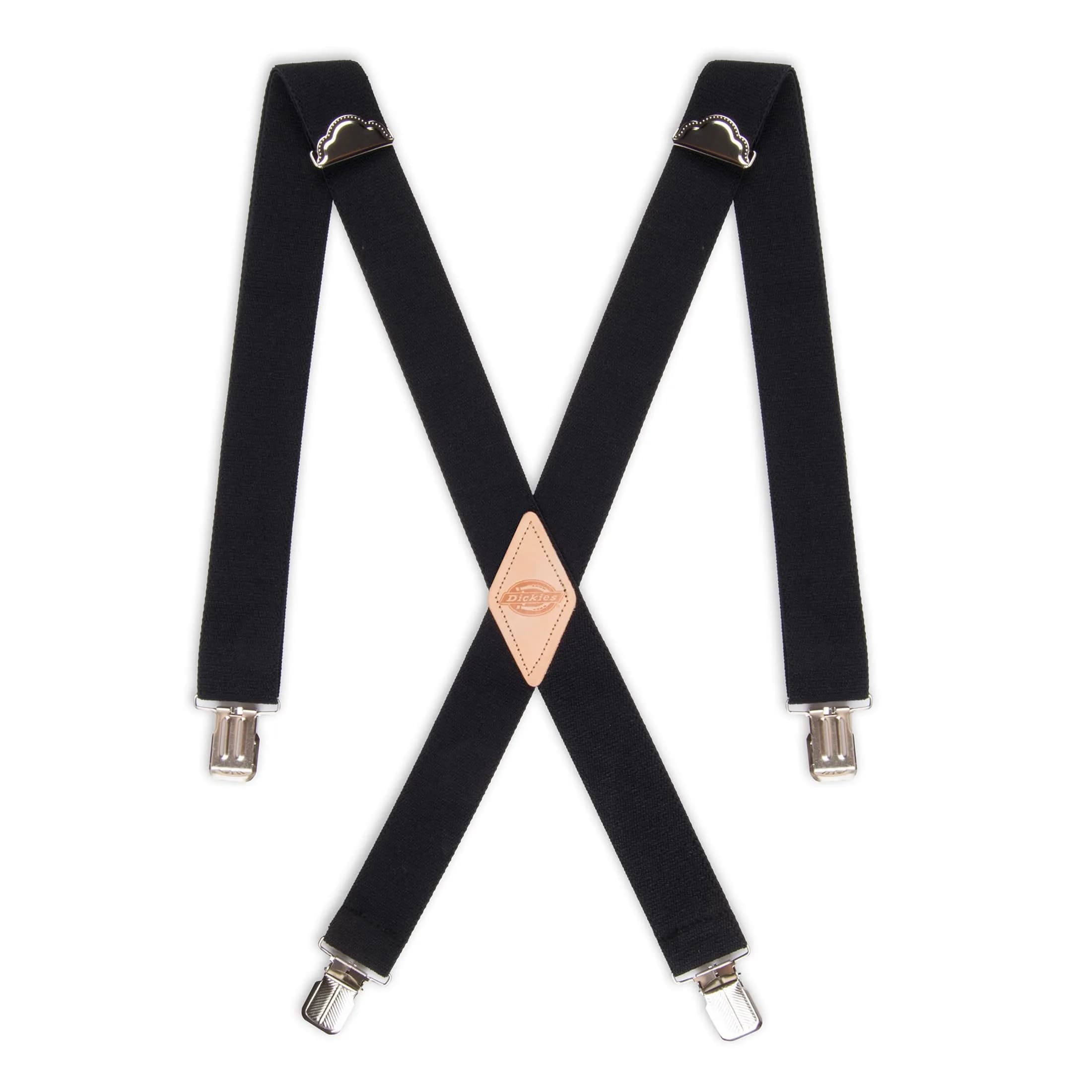 Dickies Mens 1-1/4 Solid Straight Clip Suspenders Black | Heavy Duty Work & Style