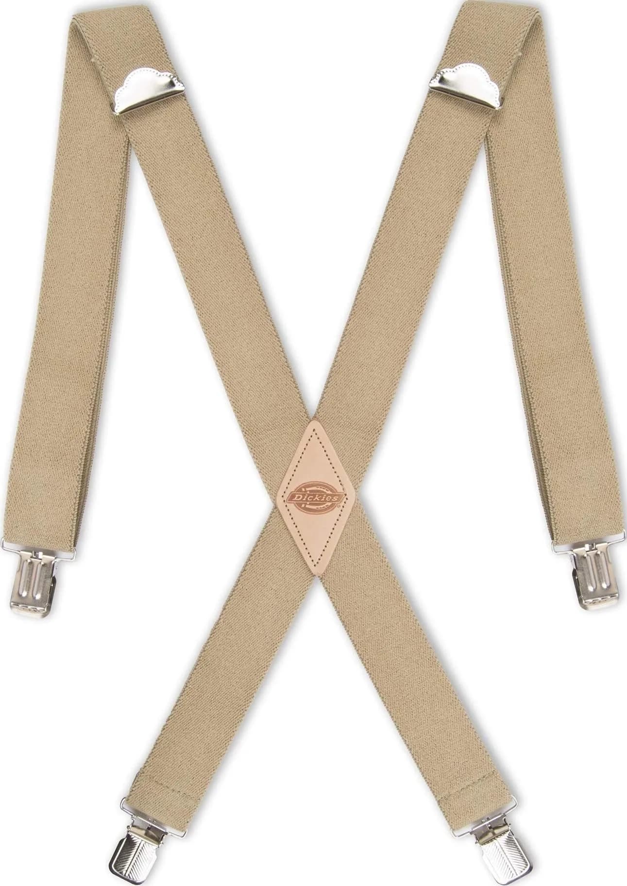 Dickies Men's 1-1/4" Solid Straight Clip Suspender, Beige, Up to 42" Waist | Heavy-Duty Workwear Accessory