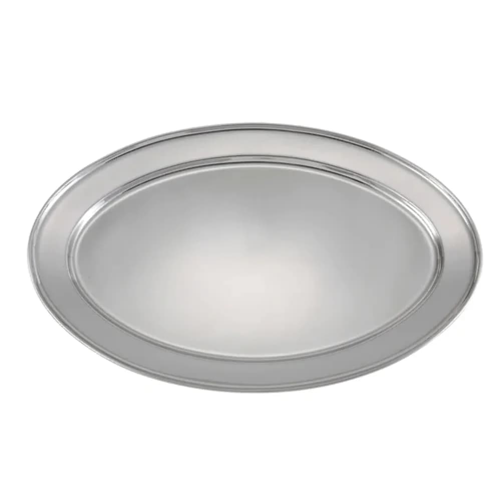 Winco 21 3/4" x 14 1/2" Oval Stainless Steel Platter | Durable, Rust-Resistant Serving Dish — Stainless Steel