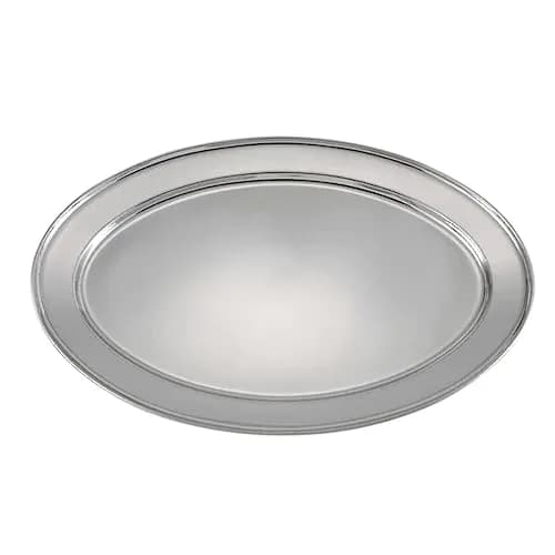 Winco 21 3/4" x 14 1/2" Oval Stainless Steel Platter | Durable, Rust-Resistant Serving Dish thumbnail 1