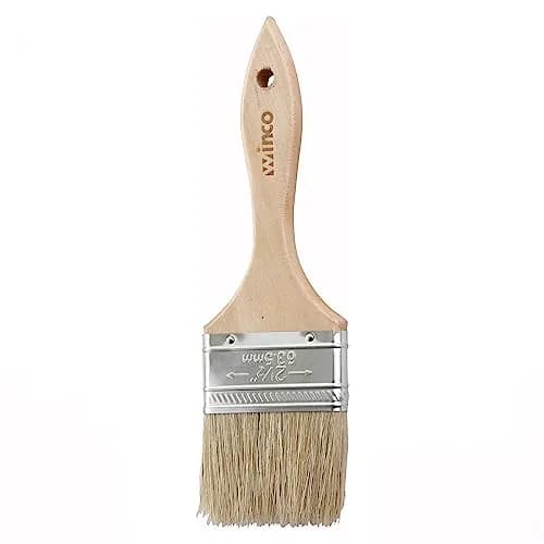 Winco 2.5 inch Boar Bristle Pastry Brush | 6.35 cm flat bristle, 14 cm wooden handle thumbnail 1
