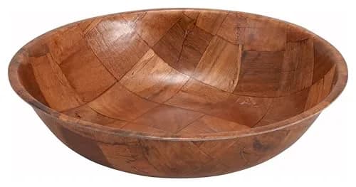 Winco Heavy-Duty 12" Wood Salad Serving Bowl | Rustic Natural Finish for Family & Buffet (110 chars) thumbnail 1