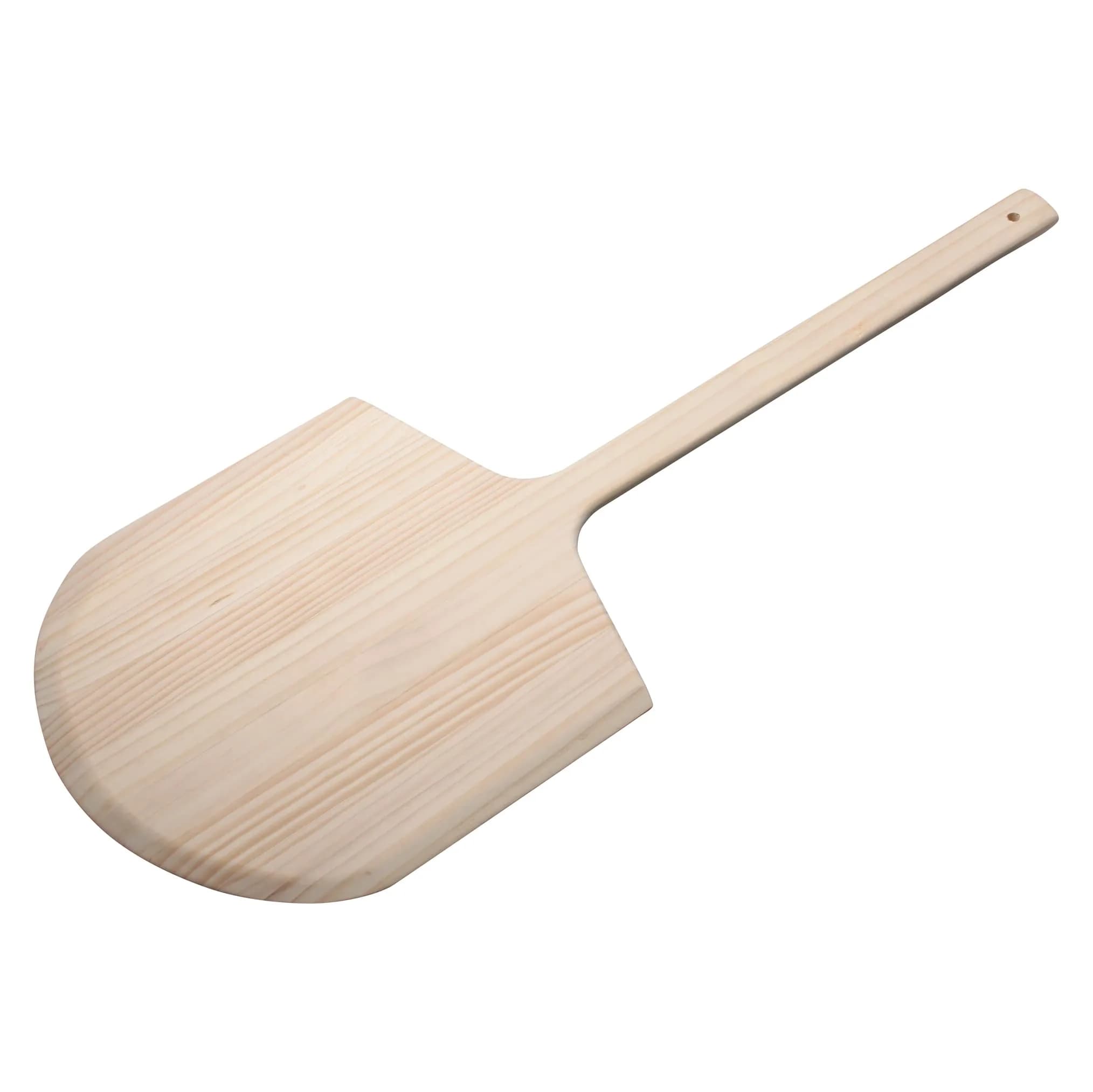 Winco 14" x 15" Tan Wood Pizza Peel | Rustic Kitchen Tool for Pizzas & Bread - main product image