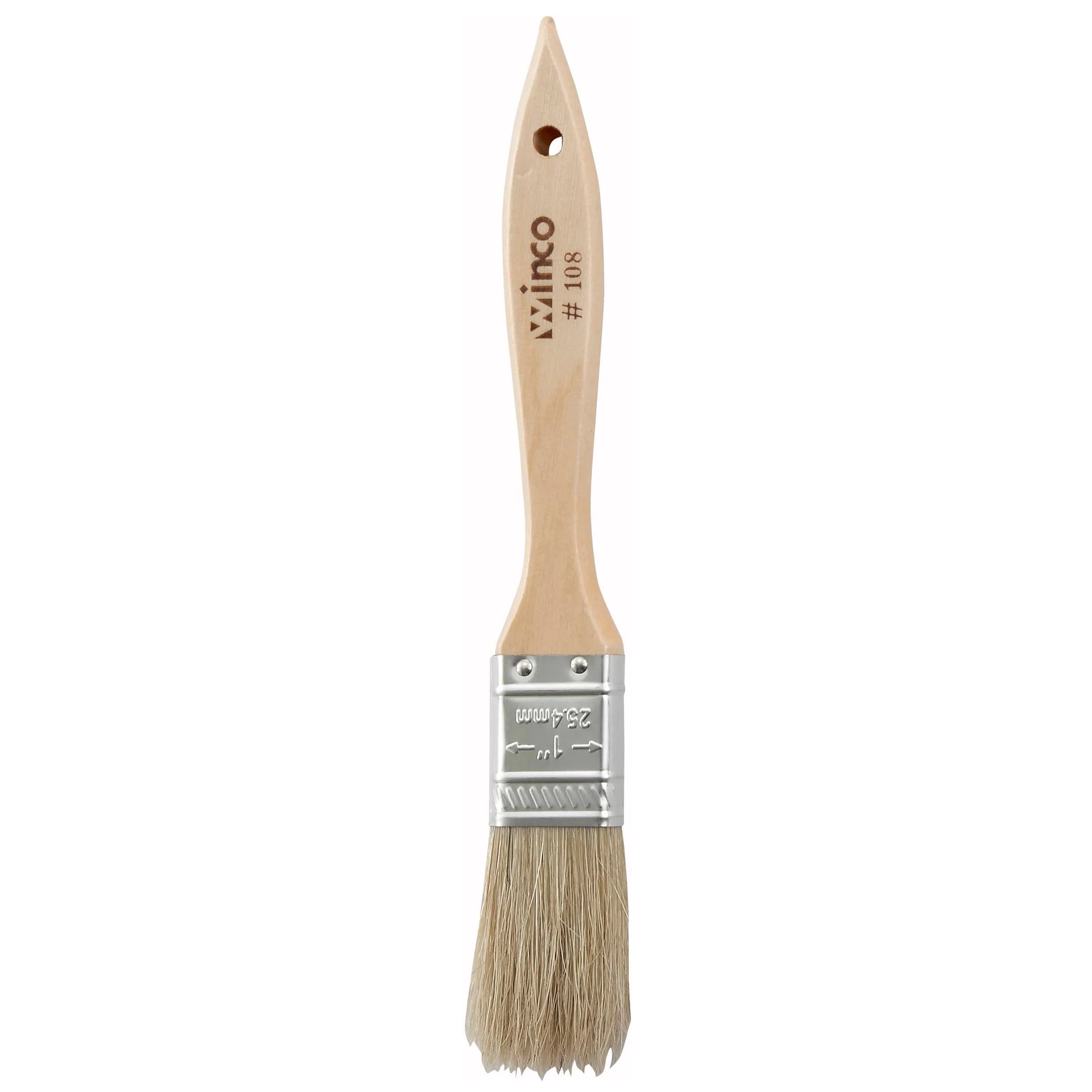 Winco 1-Inch Boar Bristle Pastry Brush with 4.5-Inch Wooden Handle | Glazing & Coating Tool — Beige