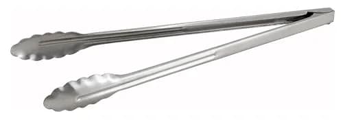 Winco 16-Inch Heavyweight Stainless Steel Utility Tong | Scalloped Edges for Secure Grabbing thumbnail 1