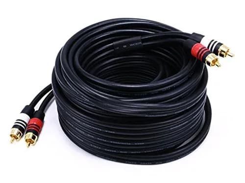 Monoprice Premium 35ft Black 2 RCA to 2 RCA Audio Cable - Shielded 22AWG Male to Male - main product image